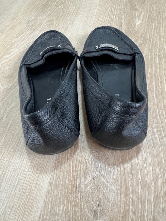 Coach Black Pebbled Leather Penny Loafers with Silver Plaque display picture 2